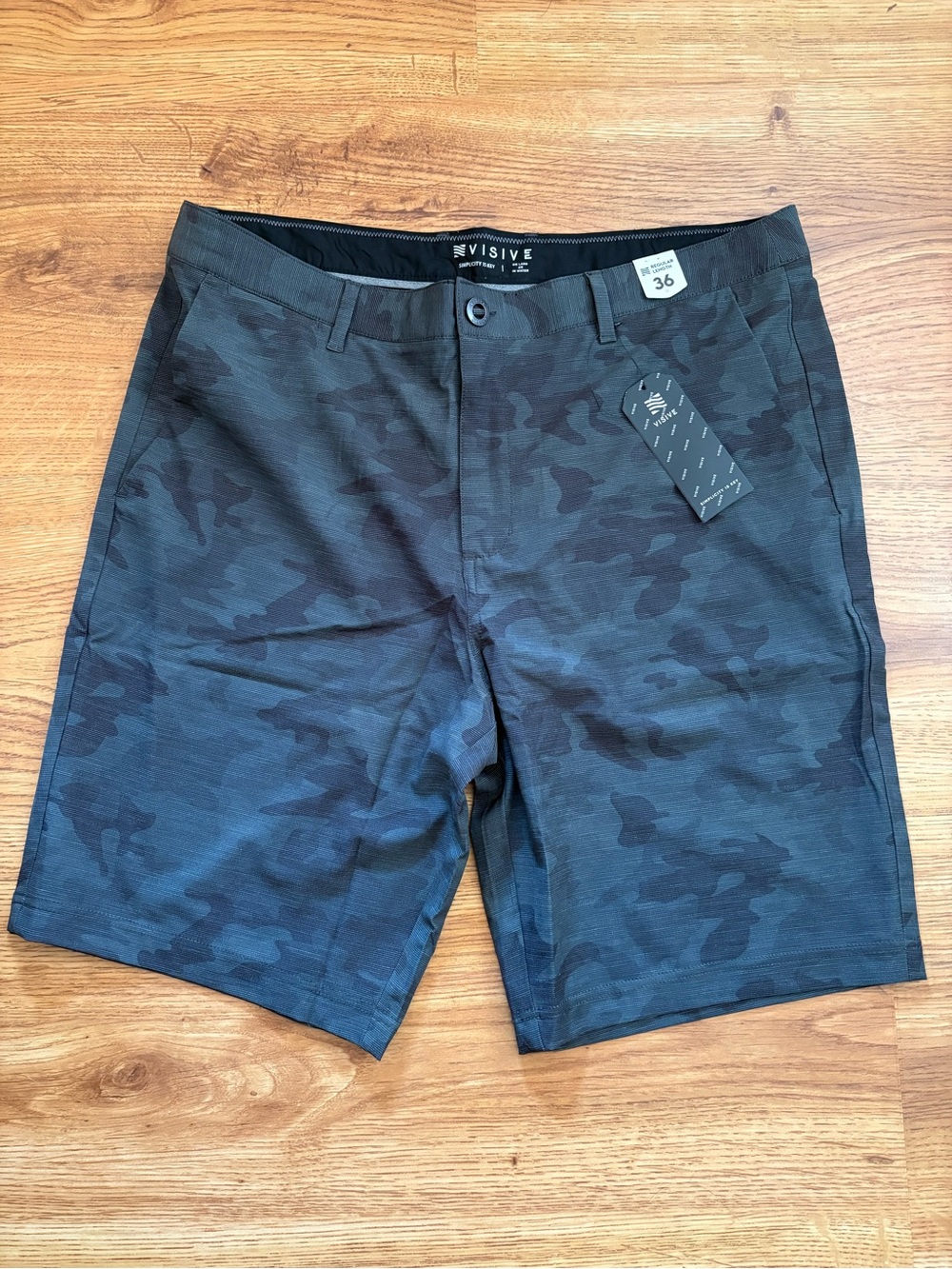 Visive Black Camo Hybrid Shorts NWT 36